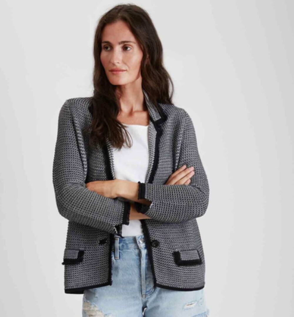 Belford NWT Pima Cotton Tweed 2 Button Jacket Blazer with Fringe #204350 // M